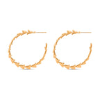 Designer Inspired Leaf Hoop Earrings In Gold Overlay_8197455_4