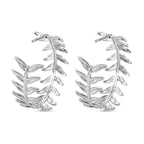 Designer Inspired Leaf Hoop Earrings In Silver Overlay_8197456_3