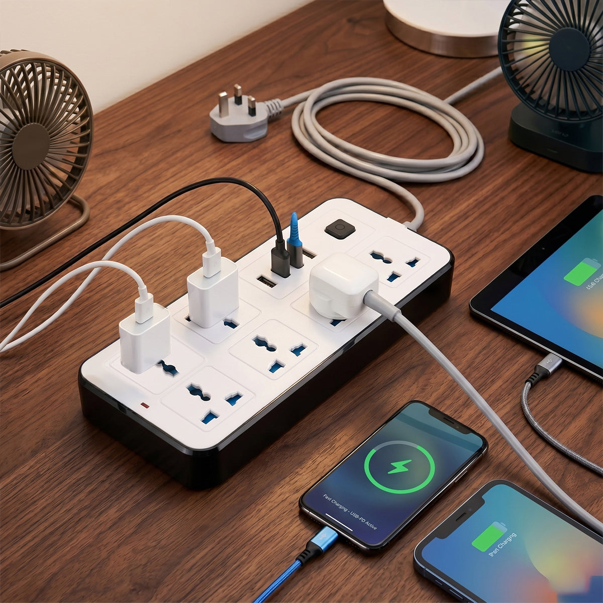 EVERY HOME MUST HAVE - Multi-Functional 6 Plug Socket With 3 Usb Port And A Type C Port- 2 Meter Cable (220-250V) - White V32518575 2