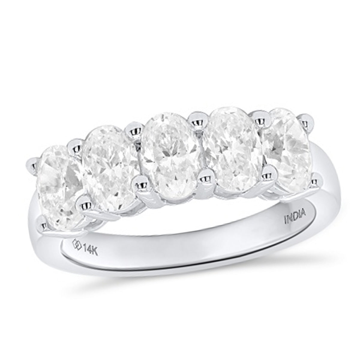 LUXURIANT 2.5 Ct Lab Grown Diamond 5-Stone Ring in 14K White Gold (VS-G-H) 8197591 0