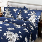 Hush Haven Flower Duvet Cover (Size 200x1 cm) - Navy & Multicolor_8198324_1