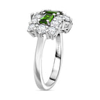 Natural Chrome Diopside & White Zircon Boat Ring in Platinum Overlay Sterling Silver 2.97 Ct._8198359_3