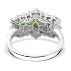 Natural Chrome Diopside & White Zircon Boat Ring in Platinum Overlay Sterling Silver 2.97 Ct._8198359_4