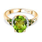 D'joy Peridot, Natural Chrome Diopside & White Zircon Ring in 14K Yellow Gold Plating Sterling Silver 2.83 Ct._8198382