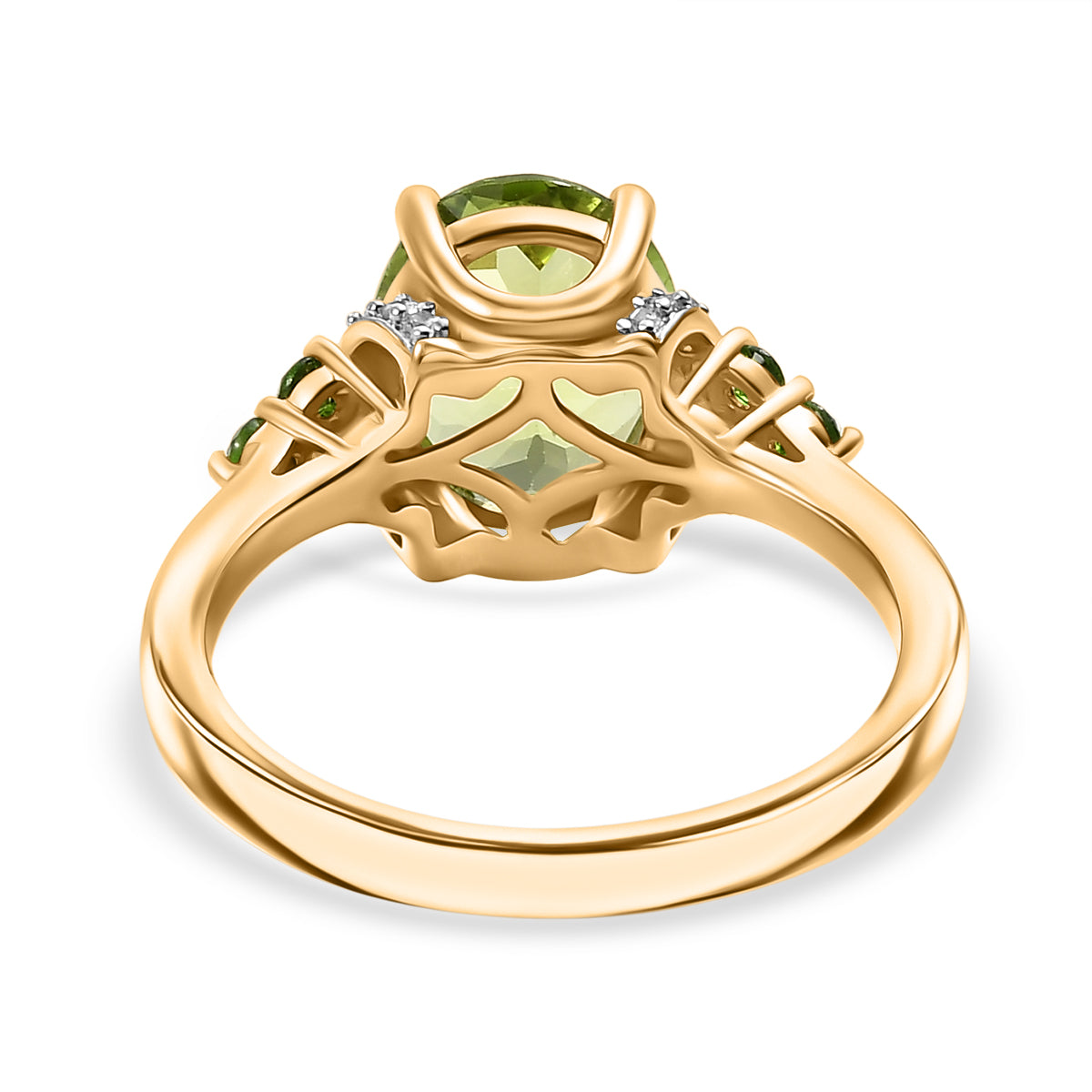 D'joy Natural Hebei Peridot, Natural Chrome Diopside and White Zircon Ring in 14K Yellow Gold Plated Sterling Silver 2.83 Ct. 8198382 11