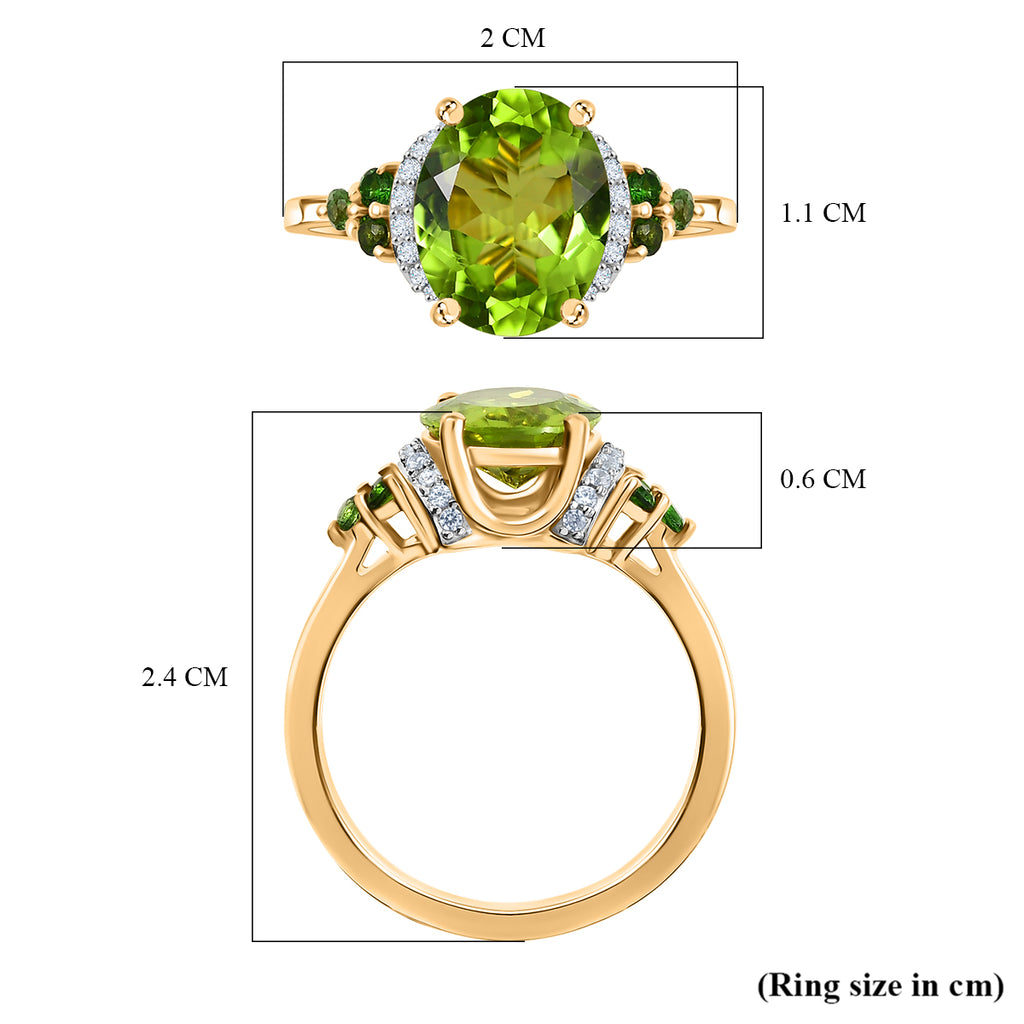 D'joy Peridot, Natural Chrome Diopside & White Zircon Ring in 14K Yellow Gold Plating Sterling Silver 2.83 Ct._8198382_5