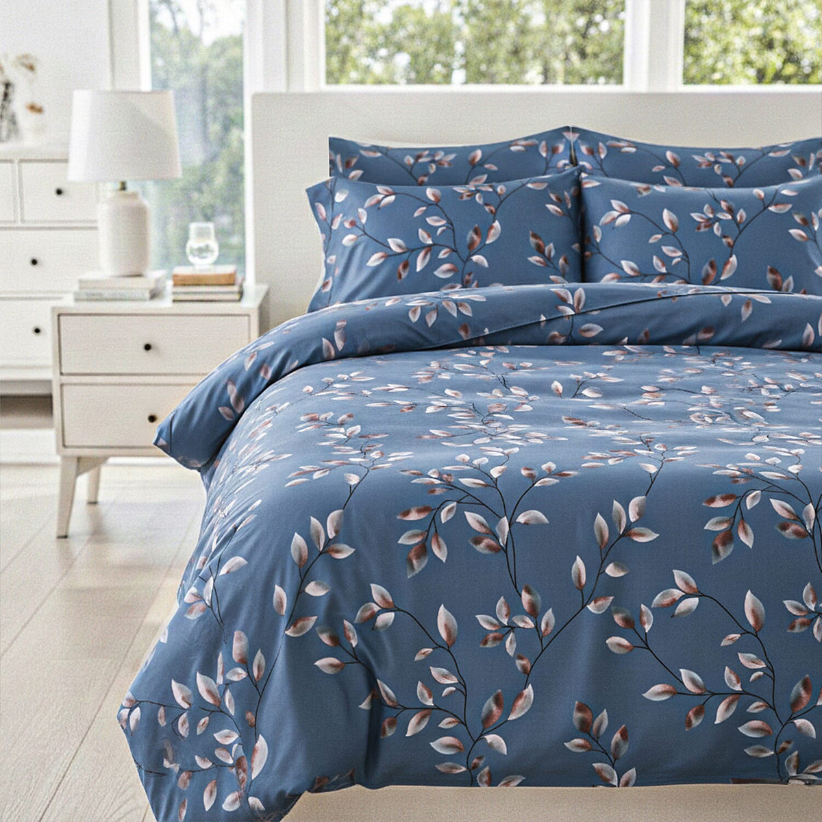 Hush Haven 6 Piece Floral Digital Print Duvet Cover Set (King) - Blue - Multicolour V32736110 2