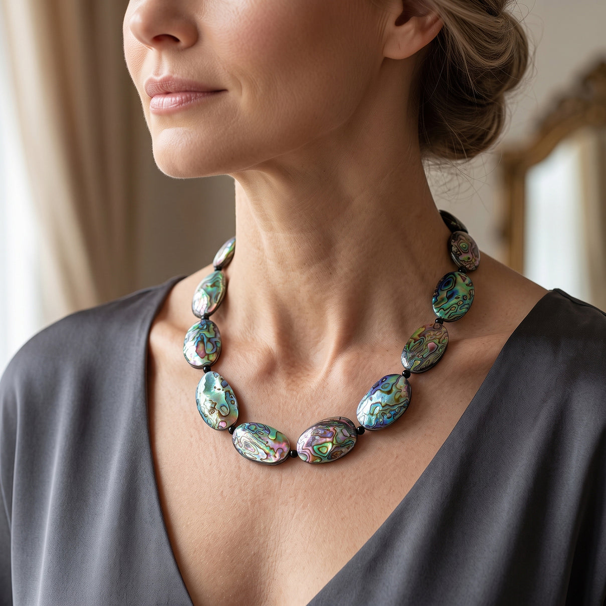 Abalone Shell Adjustable Beads Necklace (Size - 18-2 Ext) 150.00 Ct. 8199622 1
