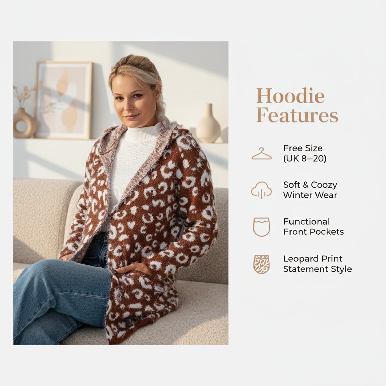 Tamsy Winter Women's Coatigan Hoodie with Pockets V32516305 3