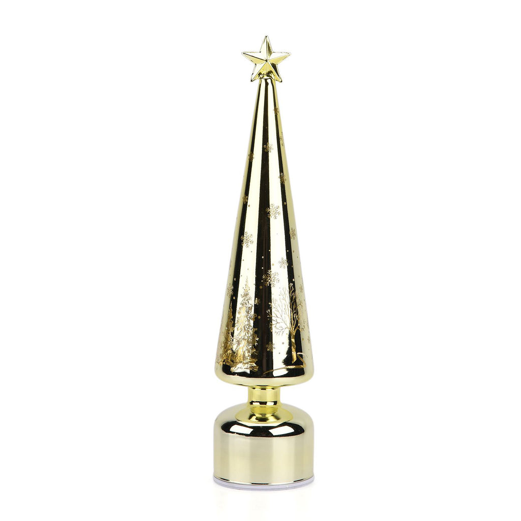 Rotating LED Christmas Tree Light - 3 x AA Battery-Operated (not included) - Gold_8200405