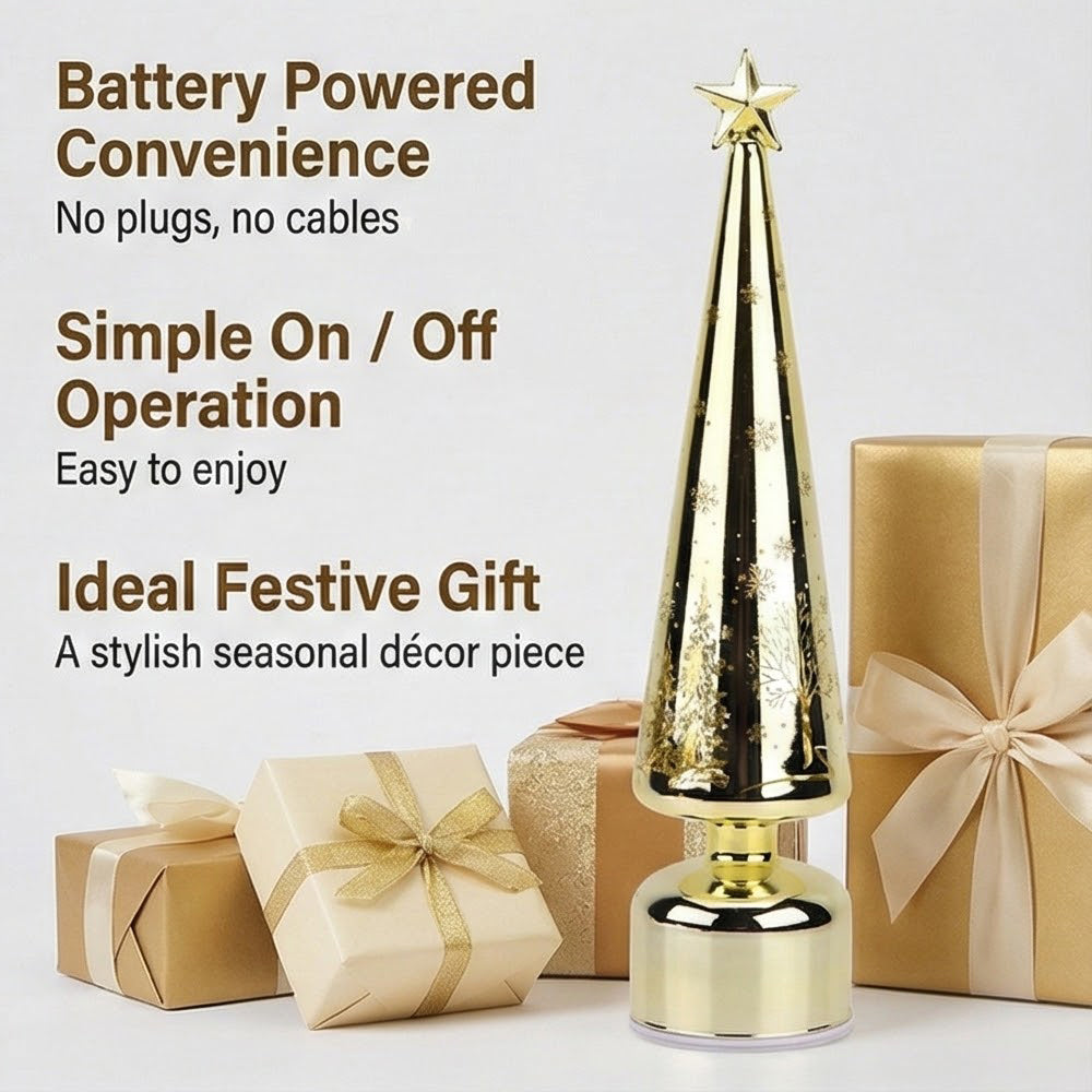 Rotating LED Christmas Tree Light - 3 x AA Battery-Operated (not included) - Gold_8200405_4