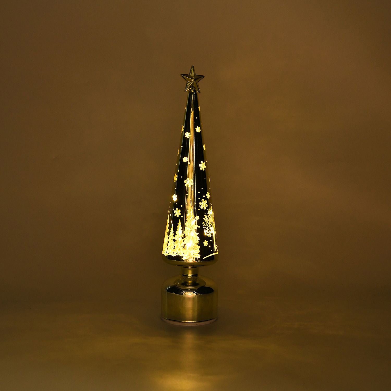 Rotating LED Christmas Tree Light - 3 x AA Battery-Operated (not included) - Gold V32533728 6