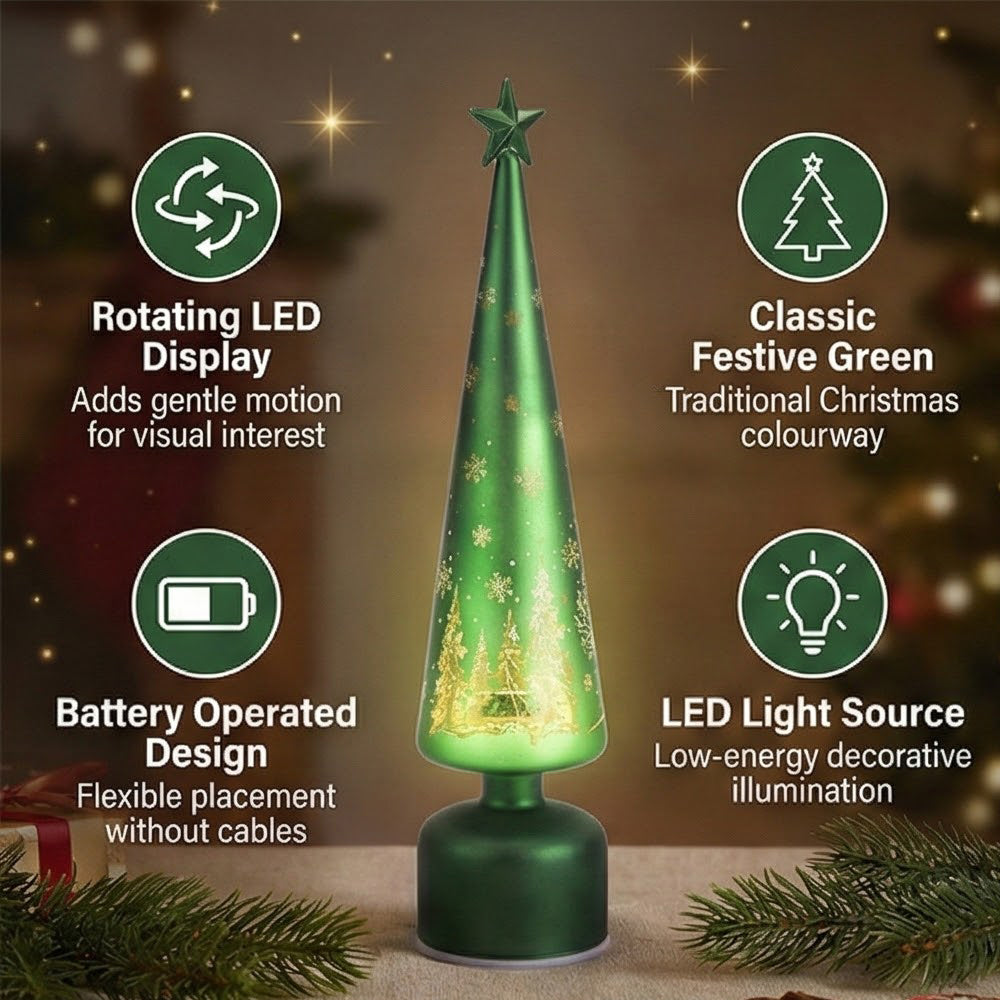 Rotating LED Christmas Tree Light - 3 x AA Battery-Operated (not included) - Green_8200406_2