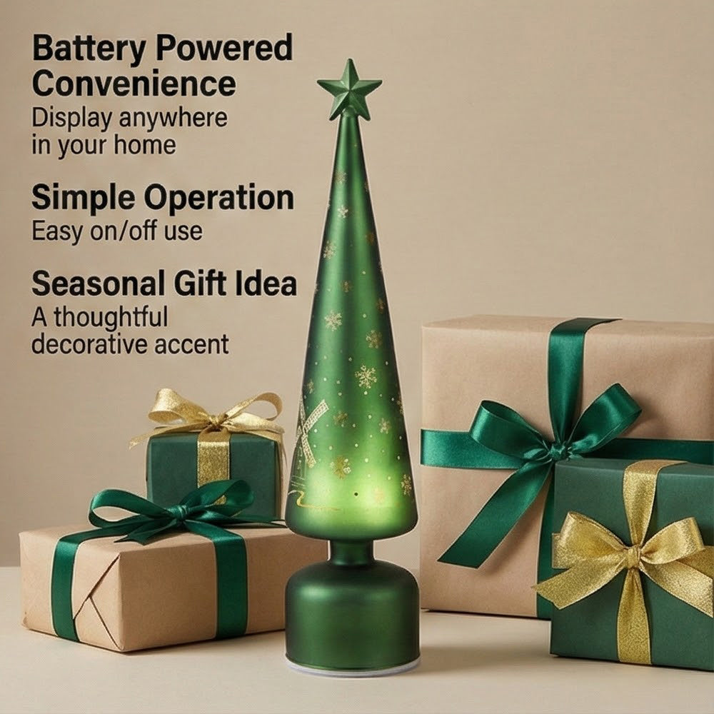 Rotating LED Christmas Tree Light - 3 x AA Battery-Operated (not included) - Green V32533518 5