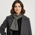 Stylish Knit Scarf & Headband Set - Black & Off-White_8201211_1