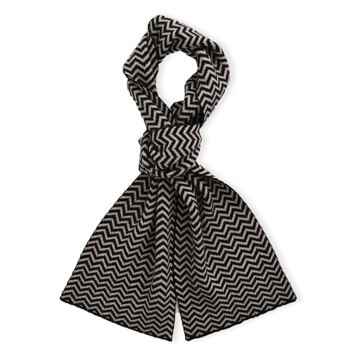 Stylish Knit Scarf &amp; Headband Set - Black &amp; Off-White V32516631 2