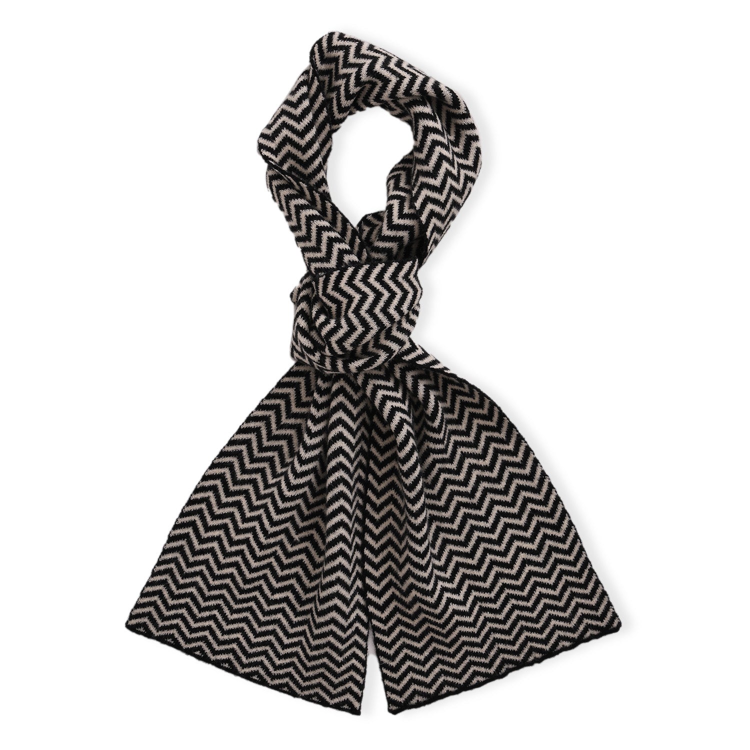 Stylish Knit Scarf &amp; Headband Set - Black &amp; Off-White V32516631 2