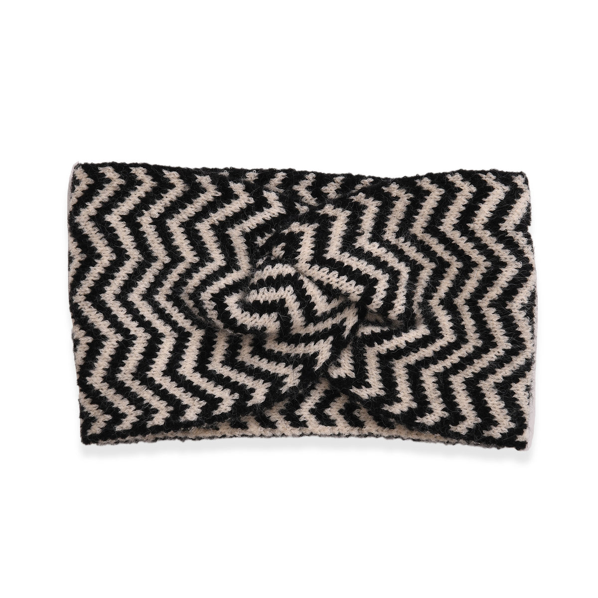 Stylish Knit Scarf &amp; Headband Set - Black &amp; Off-White V32516631 4