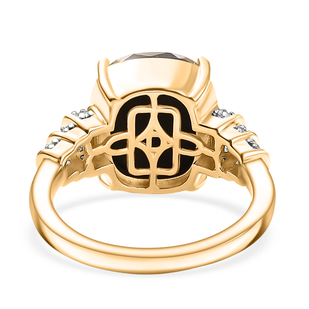 One Time Deal - AA Canadian Ammolite & Moissanite Ring in 18K Vermeil Yellow Gold Sterling Silver 4.57 Ct._8201407_4