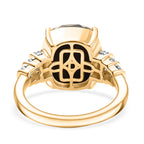 One Time Deal - AA Canadian Ammolite & Moissanite Ring in 18K Vermeil Yellow Gold Sterling Silver 4.57 Ct._8201407_4