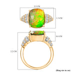 One Time Deal - AA Canadian Ammolite & Moissanite Ring in 18K Vermeil Yellow Gold Sterling Silver 4.57 Ct._8201407_5