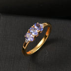 Royal Bali Collection - D'Joy Tanzanite & Lab Grown Diamond Ring in 18K Vermeil Yellow Gold Plated Sterling Silver 0.70_8201973_1