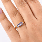 Royal Bali Collection - D'Joy Tanzanite & Lab Grown Diamond Ring in 18K Vermeil Yellow Gold Plated Sterling Silver 0.70_8201973_2