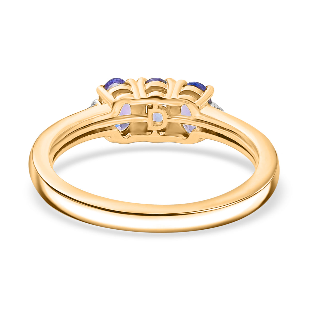 D'Joy Tanzanite, Lab Grown Diamond Trilogy Ring in Yellow Gold Plated Sterling Silver (I1-G-H) V32514043 5