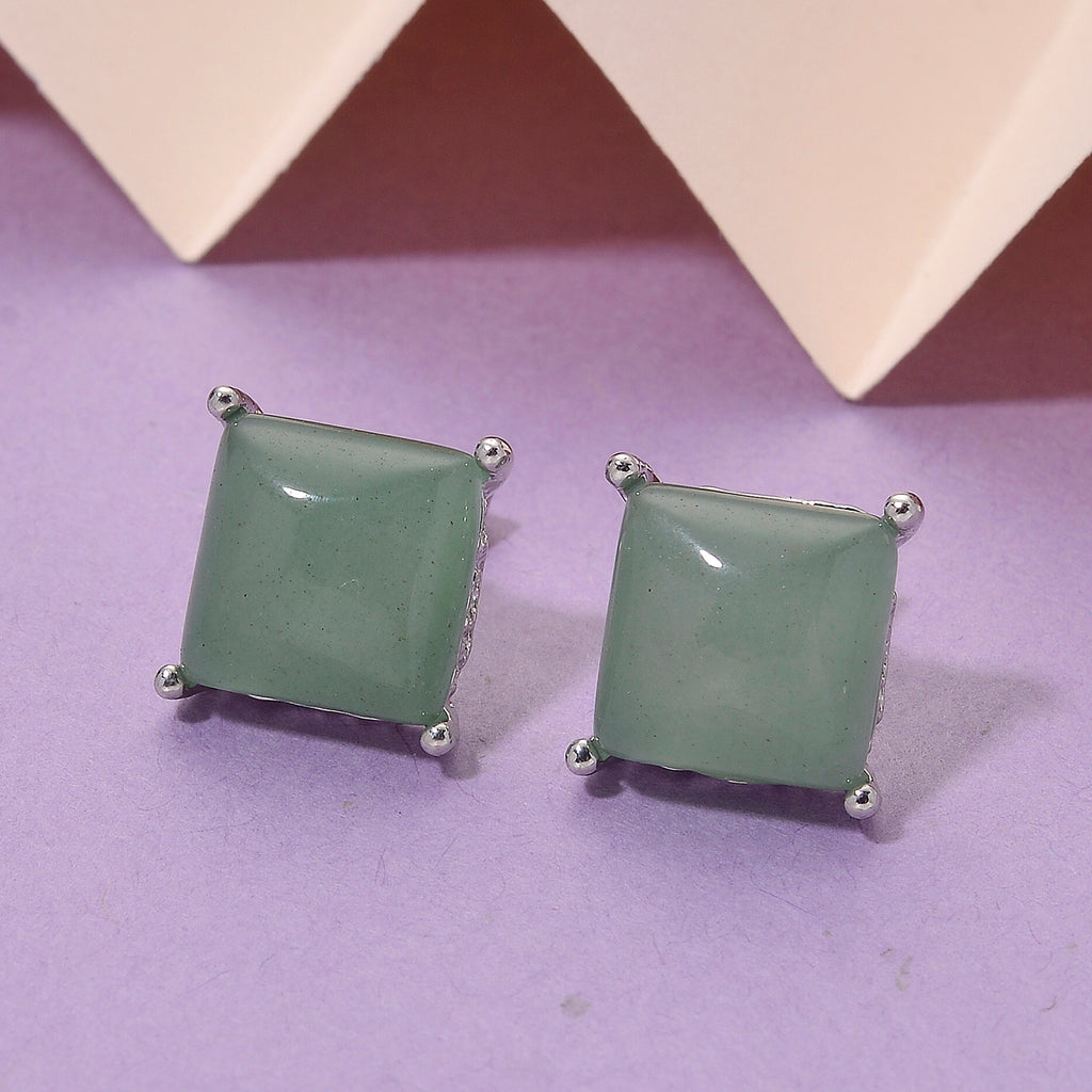 Green Aventurine Earring with Push Back 6.00 Ct._8202036_1