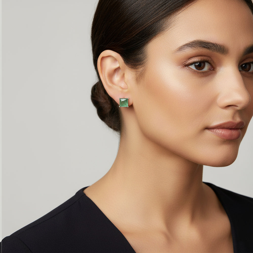 Green Aventurine Earring with Push Back 6.00 Ct._8202036_2