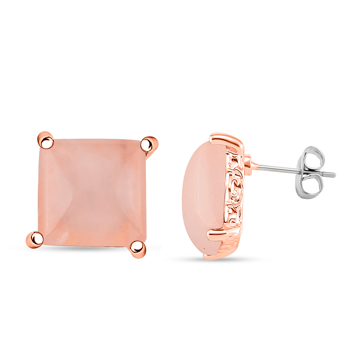 Rose Quartz Earring with Push Back in Rose Gold Plated 6.00 Ct. 8202040 0