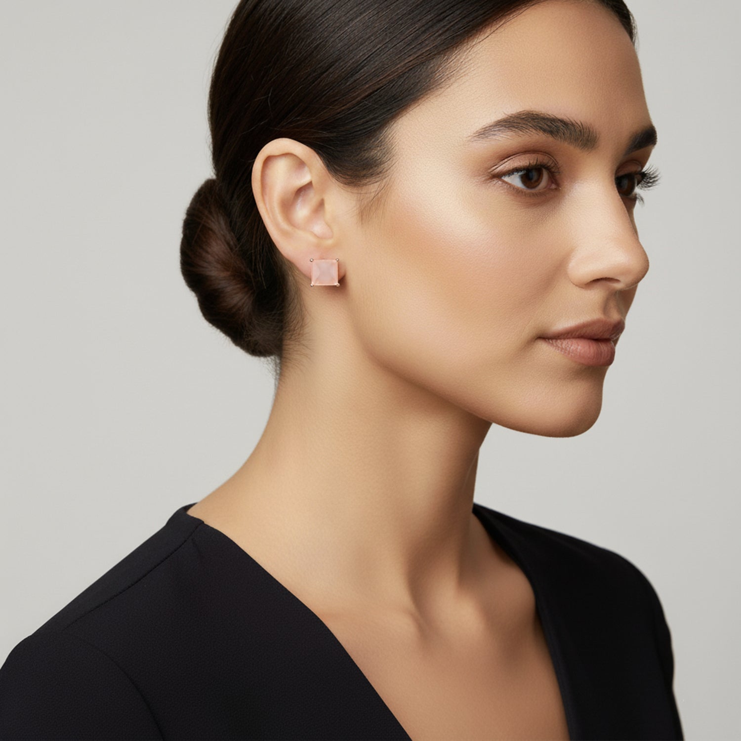 Rose Quartz Earring with Push Back in Rose Gold Plated 6.00 Ct. 8202040 3