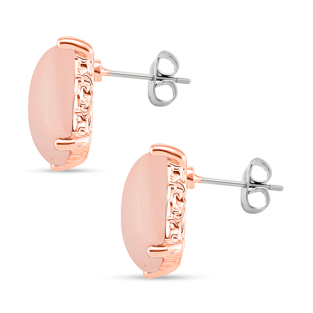 Rose Quartz Earring with Push Back in Rose Gold Plated 6.00 Ct. 8202040 4