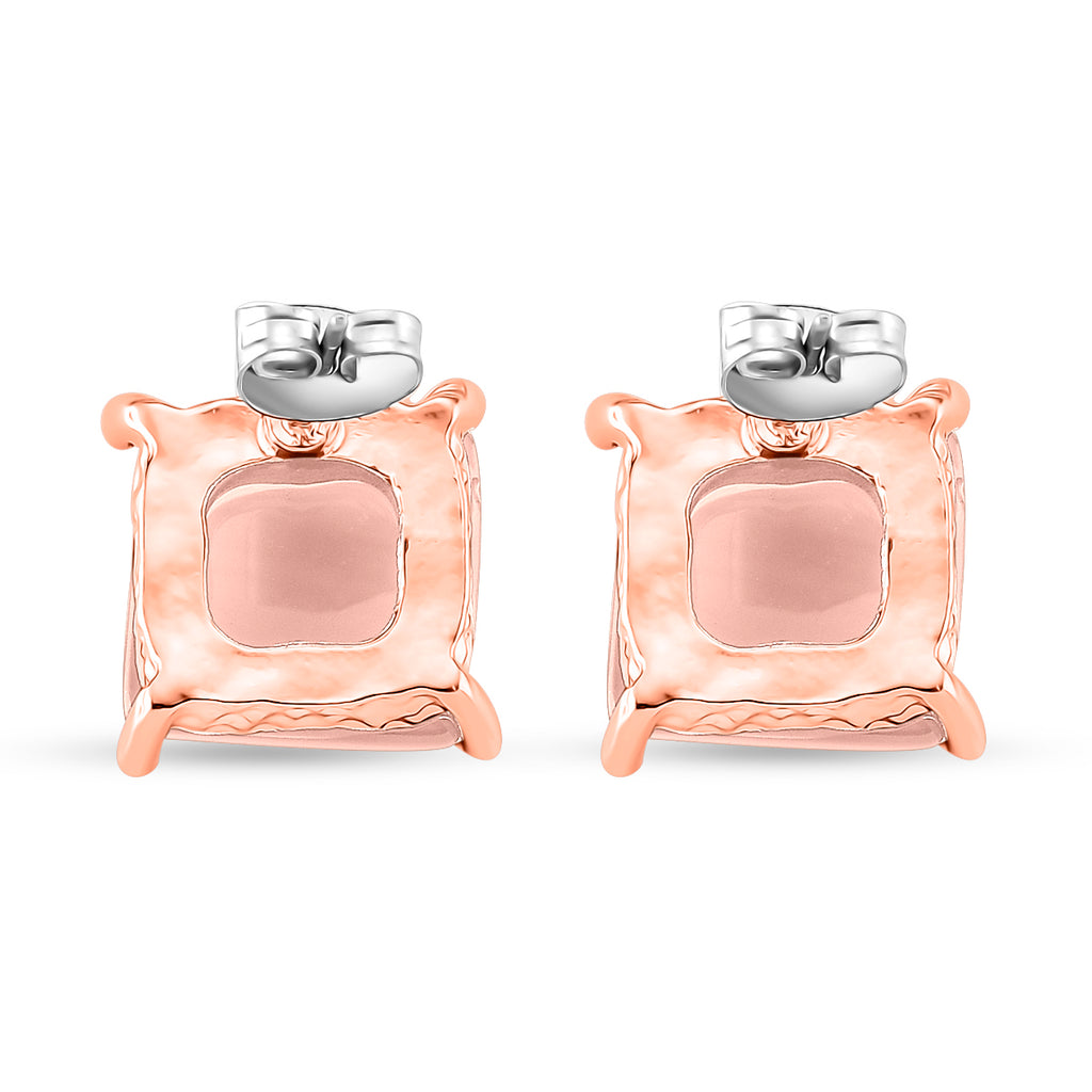 Rose Quartz Earring with Push Back in Rose Gold Plated 6.00 Ct._8202040_4