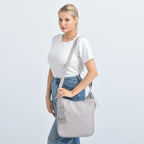 Leatherette Hobo Bag with Heart Charm & Crossbody Strap (125 cm) - Off-White_8202839_2