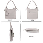 Leatherette Hobo Bag with Heart Charm & Crossbody Strap (125 cm) - Off-White_8202839_4