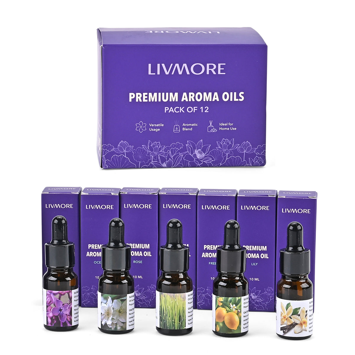 BIG BARGAIN - LIVMORE Set of 12 Aroma Oils for Diffusers, Humidifiers Aromatherapy and more - 10ML Bottles 8203434 0