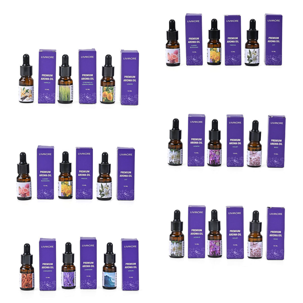 BIG BARGAIN - LIVMORE Set of 12 Aroma Oils for Diffusers, Humidifiers Aromatherapy and more - 10ML Bottles 8203434 5