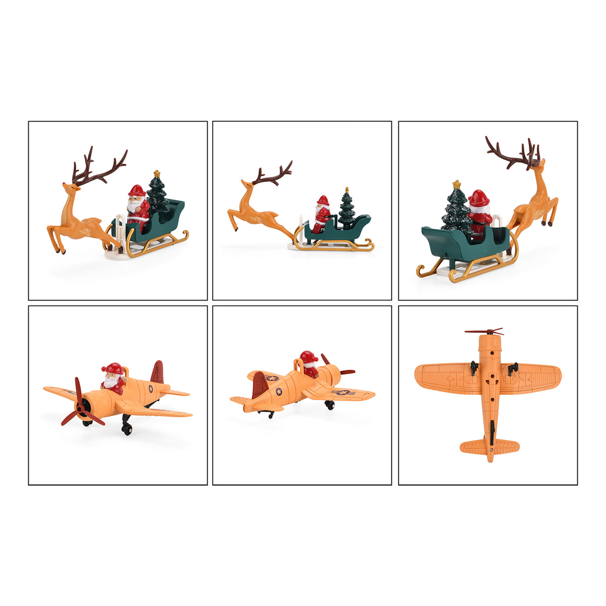 Rotating Santa Claus in Sleigh or Plane Figures Christmas Tree Topper with Musical LED Light-Up, Type-C Powered V32539126 7