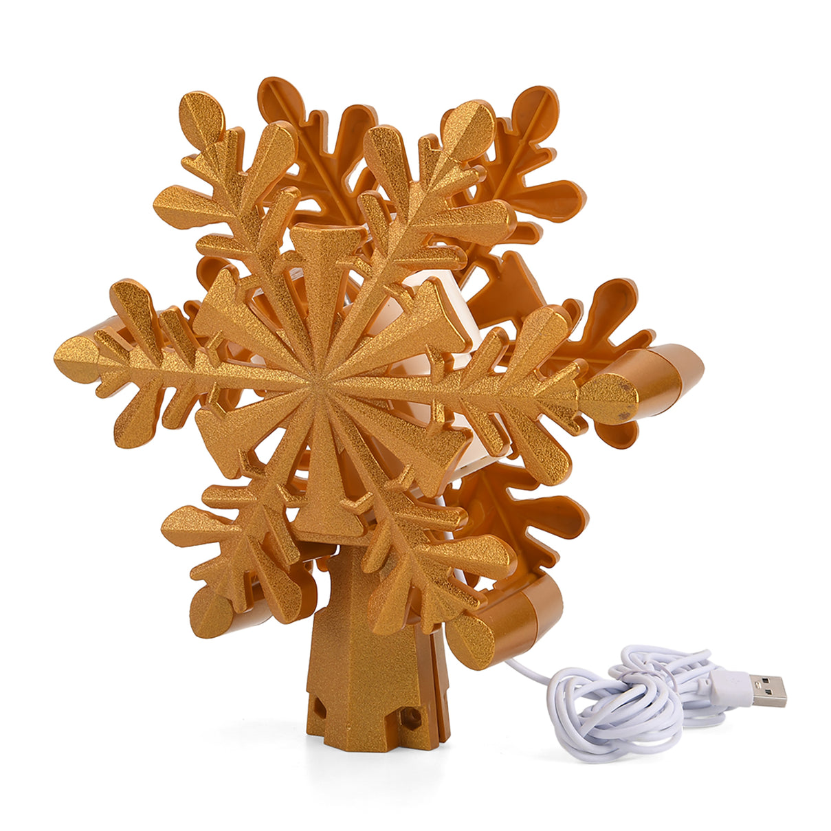 Rotating Snowflake Christmas Tree Topper with Lighting - USB Type-C Powered - Silver V32534372 4