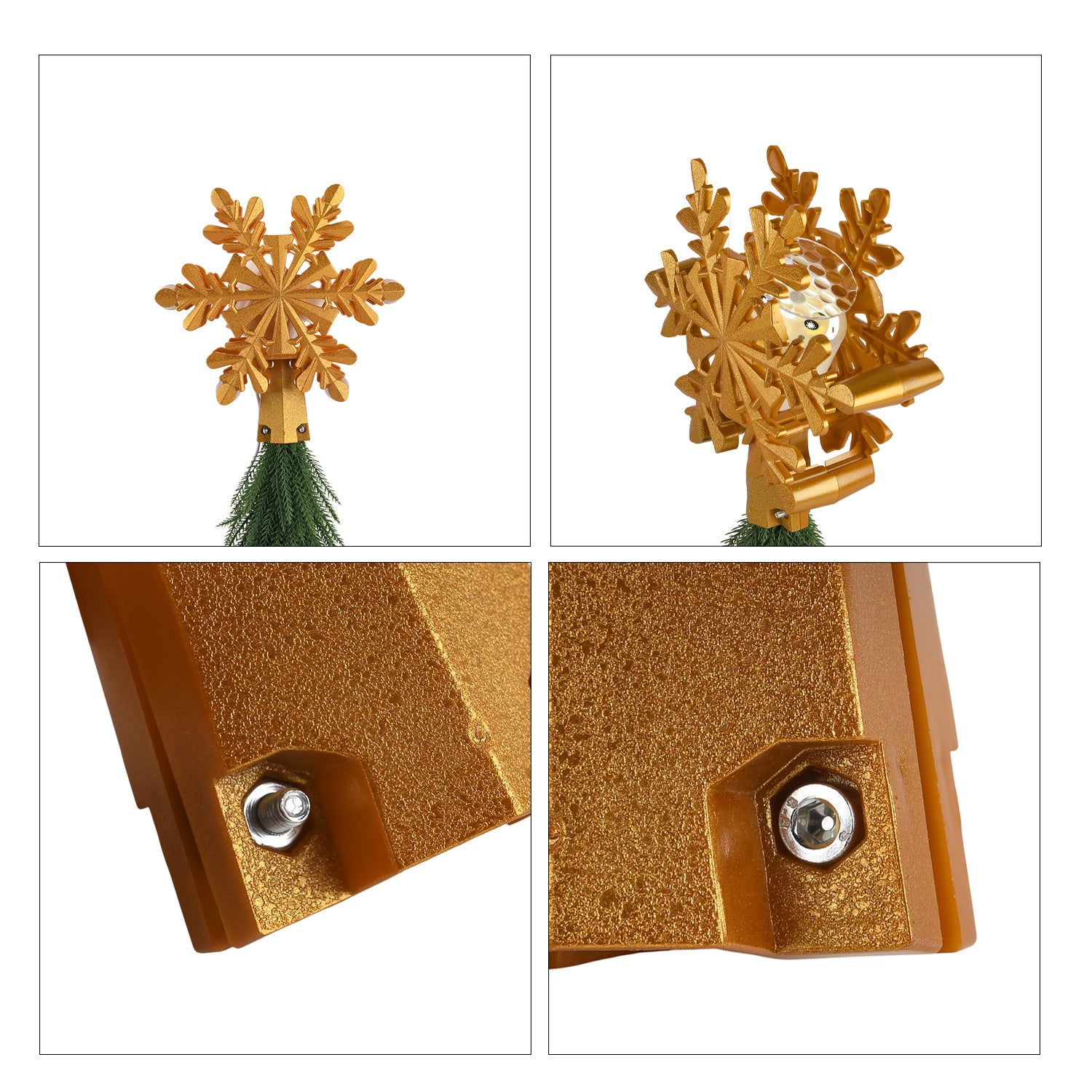 Rotating Snowflake Christmas Tree Topper with Lighting - USB Type-C Powered - Silver V32534372 7