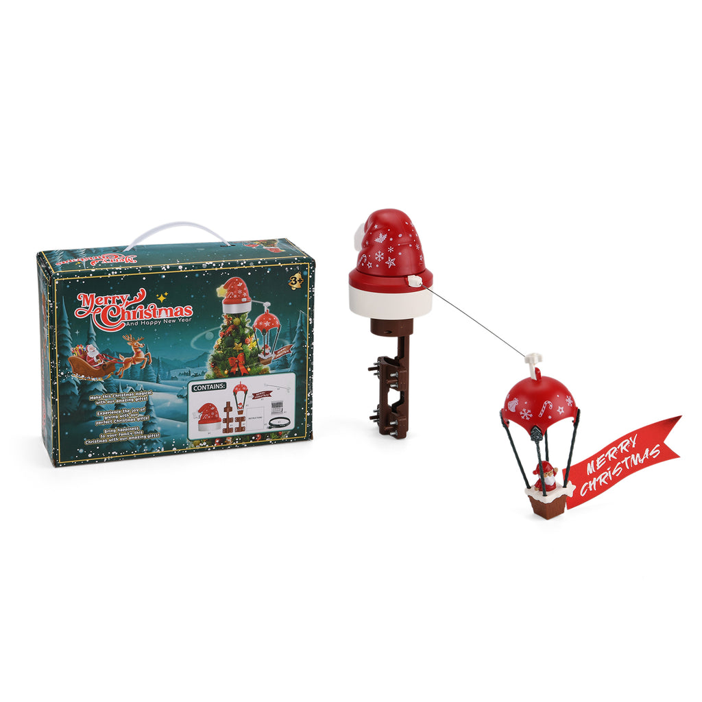 Rotating Christmas Tree Topper with Music & Lighting - Santa in a Hot Air Balloon, USB Type-C Powered_8203511