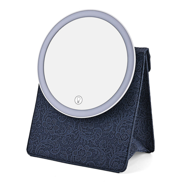 LIVMORE LED Lighted Makeup Mirror Rechargeable 500mAh Vanity Mirror â€“ Blue 8203513 1