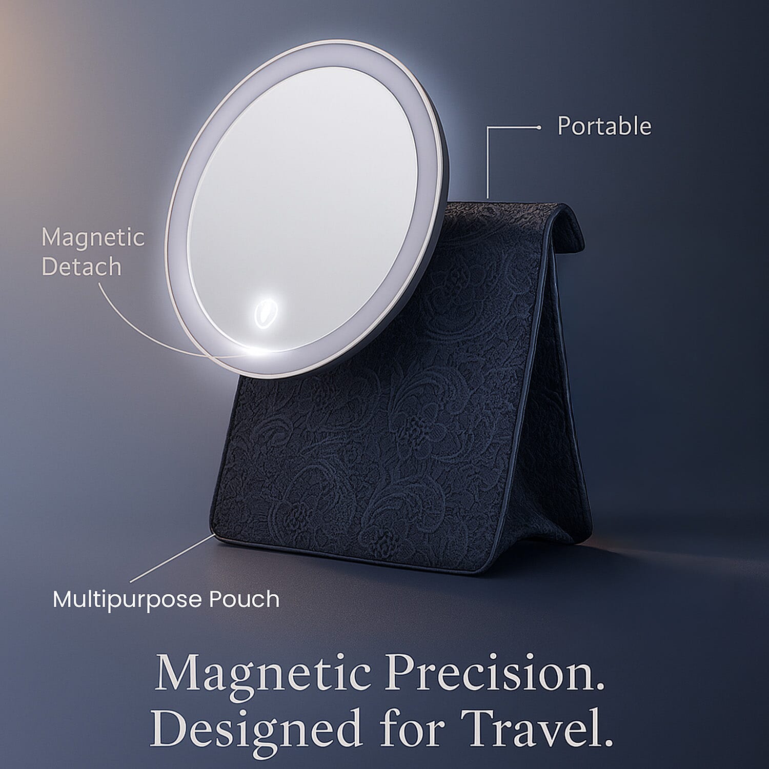 LIVMORE LED Lighted Makeup Mirror Rechargeable 500mAh Vanity Mirror â€“ Blue 8203513 3