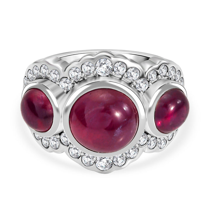 Ruby, Natural Zircon Trilogy Ring in Sterling Silver 9.2 Ct. 8203835 1