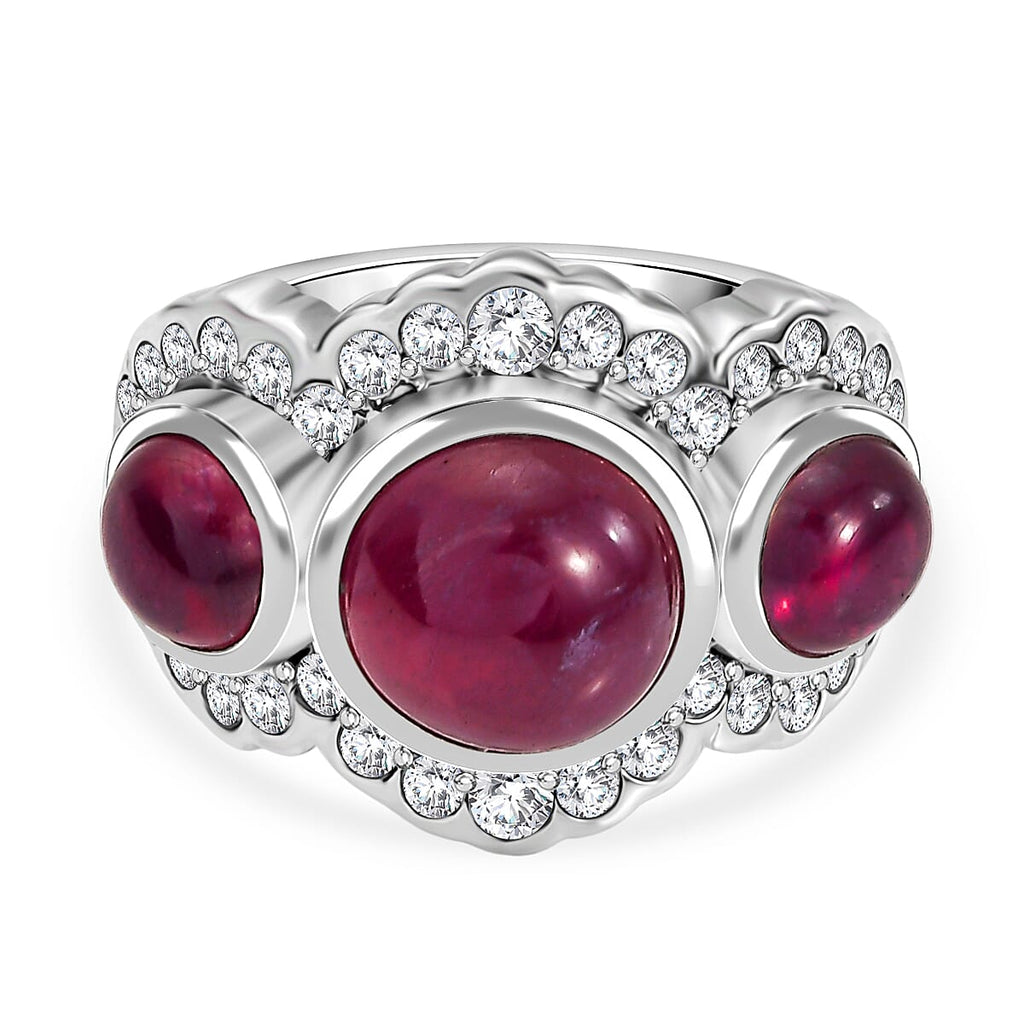 Jaipur Special - The Ratnaraj - Ruby & Natural Zircon Ring in Sterling Silver, Silver Wt.5 Gms  9.2 Ct._8203837