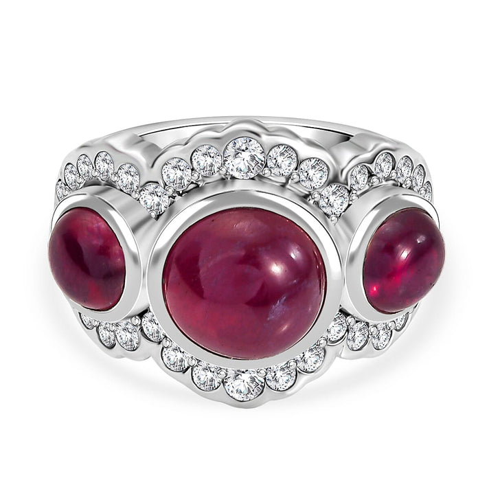Ruby, Natural Zircon Trilogy Ring in Sterling Silver 9.2 Ct. 8203837 1