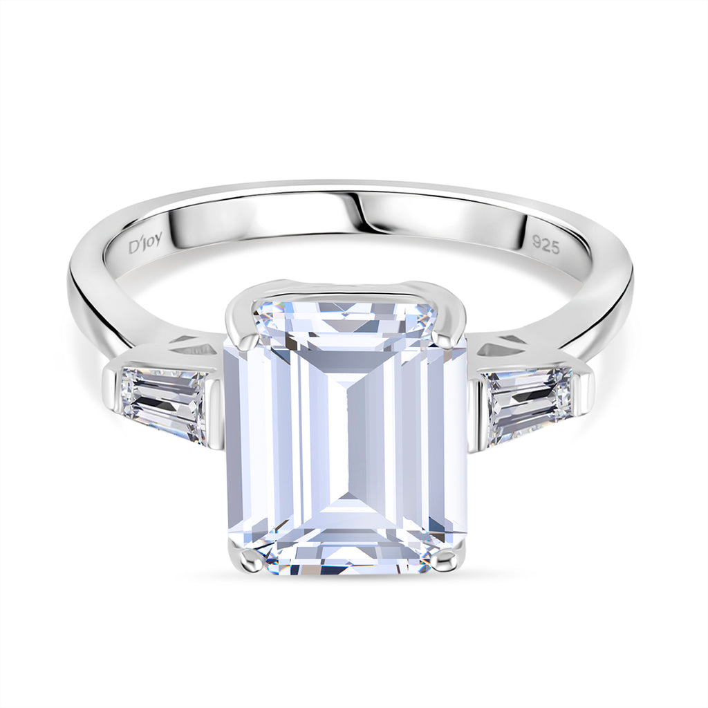 Moissanite - GRA Certified D-VVS1 Moissanite Solitaire Ring in Rhodium Overlay Sterling Silver 5.22 Ct._8204137
