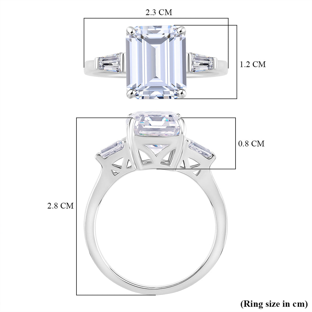 Moissanite - GRA Certified D-VVS1 Moissanite Solitaire Ring in Rhodium Overlay Sterling Silver 5.22 Ct._8204137_4