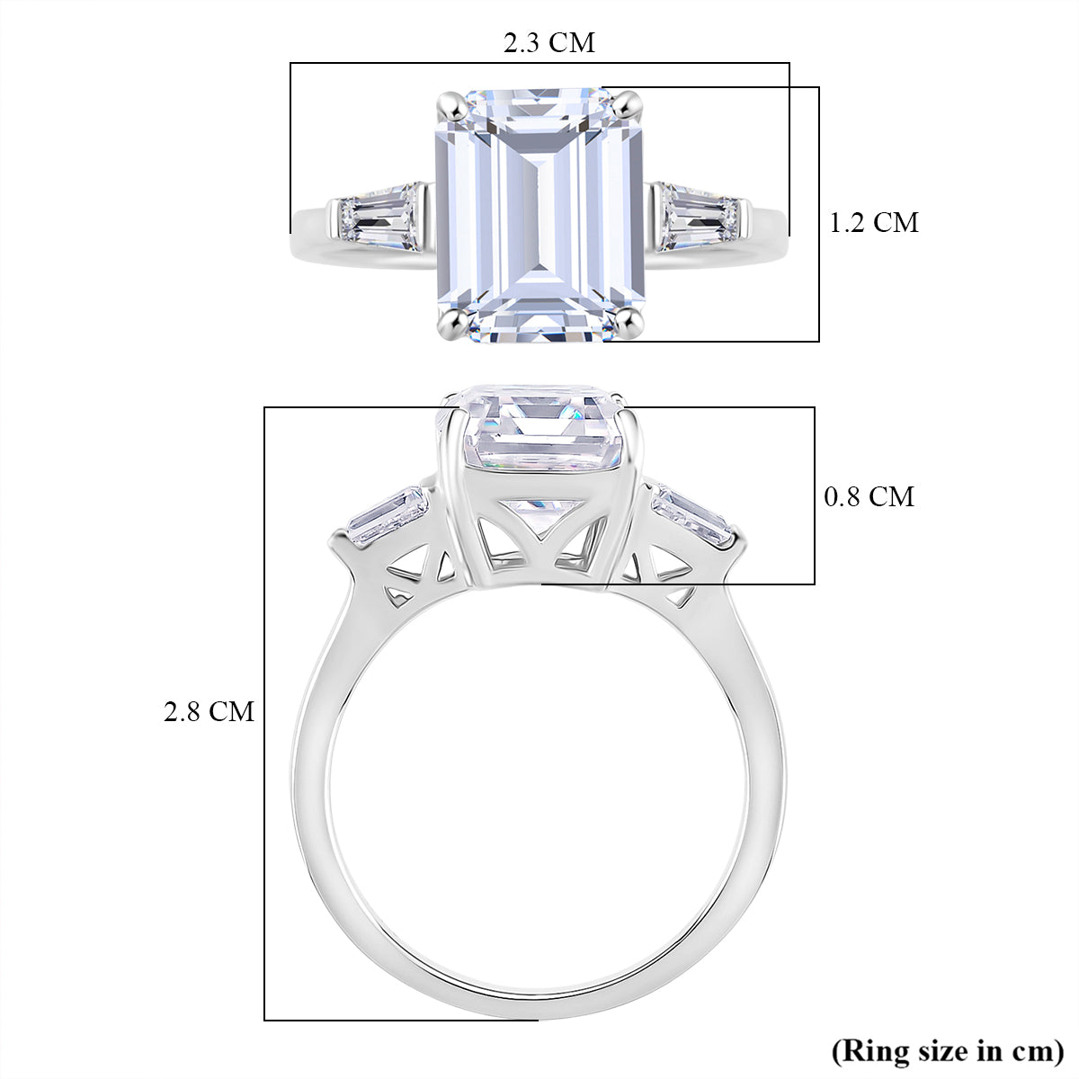 D'joy RADIANTA GRA Certified 5.22 Ct. Moissanite Solitaire Ring in Rhodium Overlay Sterling Silver (VVS1-D) V32540355 5
